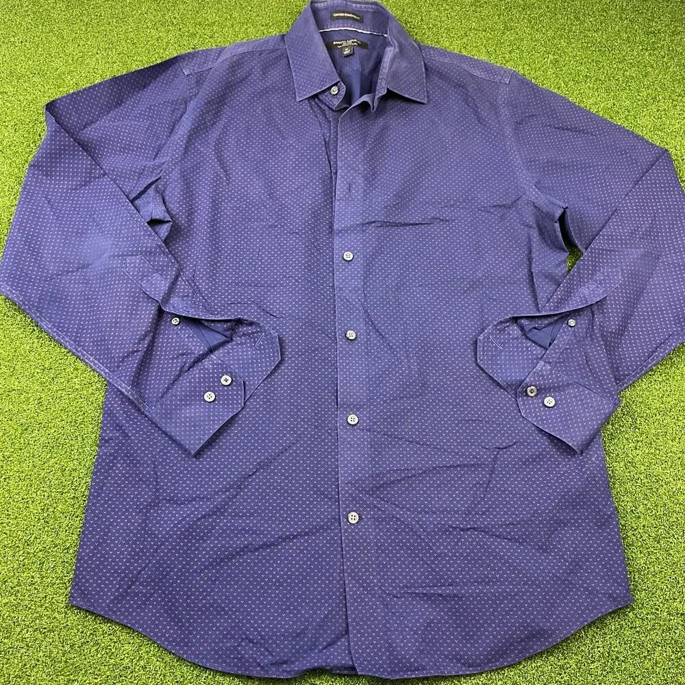 Banana Republic Mens Blue Camden Standard Fit Non Iron Stretch Button Up Shirt M